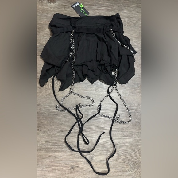 Dolls Kill Dresses & Skirts - NWT Dolls Kill / Darker Wavs Warp Mini Skirt With Leg Chains